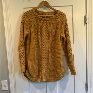 LL Bean Signature Cable Knit Mustard Sweater